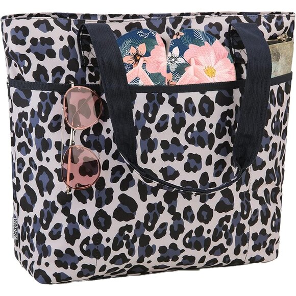 Women's Leopard Large Lightweight Zipper Travel Totes Separation Bags - Picture 1 of 7